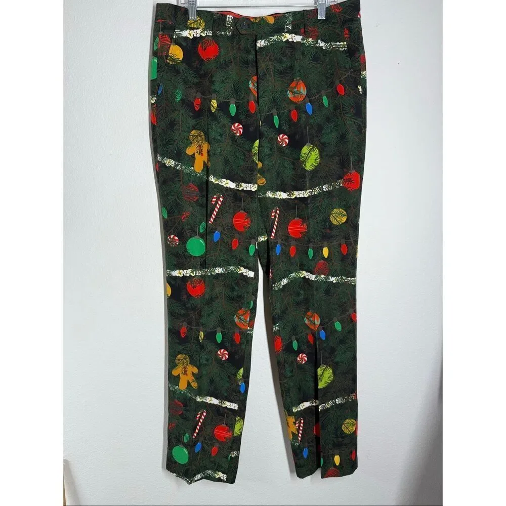 Shinesty Christmas Tree Camo Suit Jacket 46 Pants 36/34 NYE ugly Funny Sweater